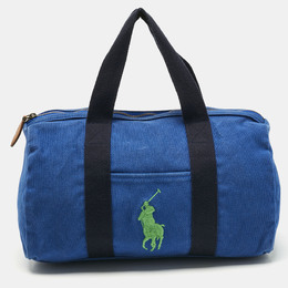 Ralph Lauren Blue Canvas Embroidered Duffel Bag 1206584