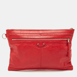 Balenciaga Red Leather Clip L Clutch 1193435