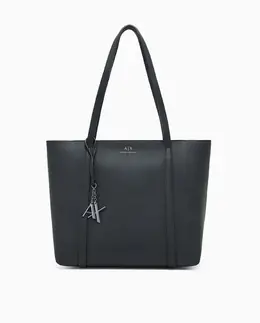 Женская сумка шоппер с молнией и подвесным логотипом Armani Exchange, черный a56202255 | negro