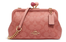 Coach Женская сумка-мессенджер Trumpets из ткани с принтом Kisslock и гладкой кожей, цвет вишнево-розовый c1452-imrzh