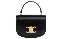 Celine Сумка Triomphe Bright из телячьей кожи, через плечо, мини-сумка женская, черная 10l063etz-38no