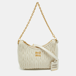 Miu Miu White Matelassé Leather Shoulder Bag 1207009