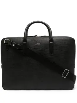 Сумка для ноутбука из зернистой кожи Smythson, черный 16755465 | черный