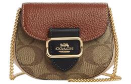 Coach Сумка-седло Morgan Canvas с кожаной сумкой, сумка через плечо, сумка-трубы женские, коричневые и хаки cp464-ime7v