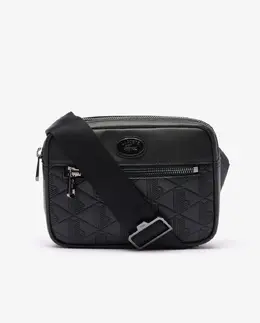 Сумка мужская наплечная с принтом монограммы Lacoste, черный mp_0910903_nh4401mr | negro