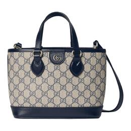 Gucci Сумка Ophidia Supreme Canvas, сумка через плечо, женская, мини, бежево-синяя 811716-k9gsn-4075