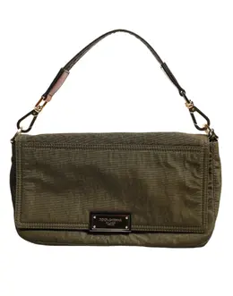 Dolce & Gabbana Dark Green Nylon Logo Plaque Shoulder Strap Borse Bag bag4666