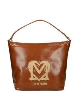 Love Moschino logo-plaque studded shoulder bag 31874678