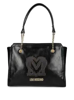 Love Moschino logo-plaque studded shoulder bag 31874520
