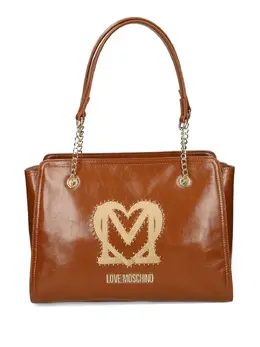 Love Moschino logo-plaque studded shoulder bag 31875456