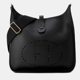 Hermes Evelyne III GM Black Taurillon Clemence Leather Shoulder Bag 1209246