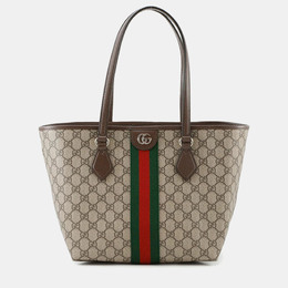 Gucci Double G Medium Beige Brown PVC Leather Tote Bag 1209237