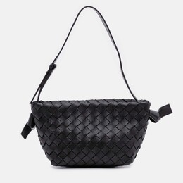 Bottega Veneta Black Lambskin Intrecciato Tie Shoulder Bag 1209068