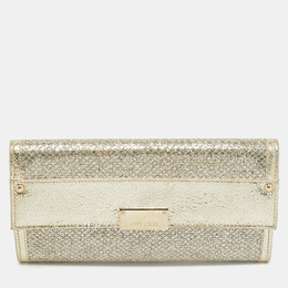 Jimmy Choo Gold Glitter and Leather Reese Clutch 1209034