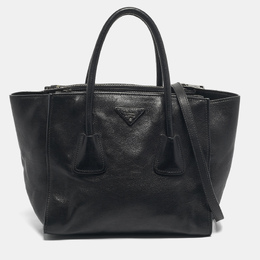 Prada Black Leather Twin Pocket Double Handle Tote 1208976