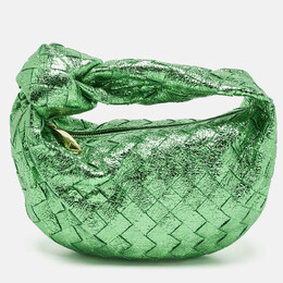 Bottega Veneta Metallic Green Intrecciato Leather Mini Jodie Hobo 1206689