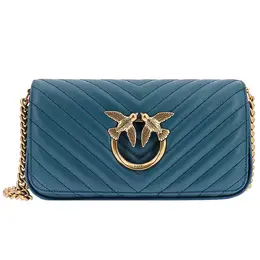 Pinko Blue Calfskin Crossbody Bag pi-16026