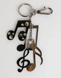 Dolce & Gabbana Silver Musical Note Key Holder Keychain Bag Charm Keyring smy11026
