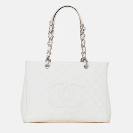 Chanel White Caviar Grand Shopping Tote 1209539