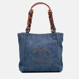 Chanel Blue Small CC Stitched Denim Tote 1209459