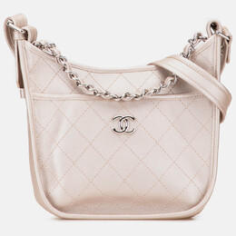 Chanel Gold Metallic Calfskin Quilted Jungle Stroll Hobo 1209426