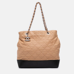 Chanel Brown Large Quilted Iridescent Calfskin VIP Tote 1209467