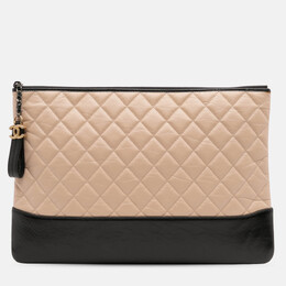 Chanel Beige Large Aged Calfskin Gabrielle O Case Clutch 1209396