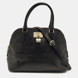 DKNY Black Pebbled Leather Padlock Dome Satchel 1209088