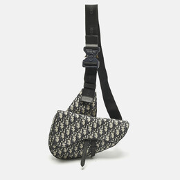 Christian Dior Black Oblique Canvas Saddle Bag 1209026