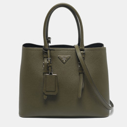 Prada Military Green Saffiano Cuir Leather Large Double Handle Tote 1209108