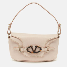 Valentino Light Pink Leather VLogo Flap Shoulder Bag 1208992