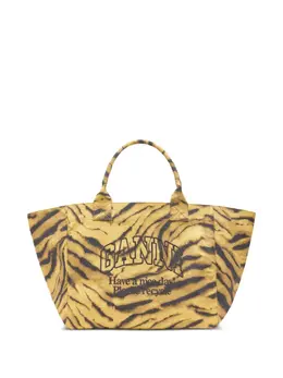 Ganni tiger-print tote bag 31317285