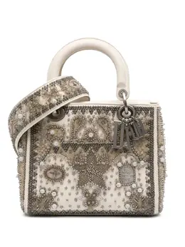 Christian Dior 2017 Medium Lambskin Embroidered and Beaded Lady D Lite satchel 31982056