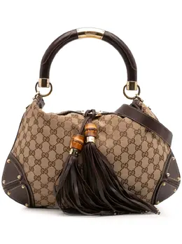 Gucci 2000-2015 Medium GG Canvas Bamboo Indy Hobo satchel 31990238