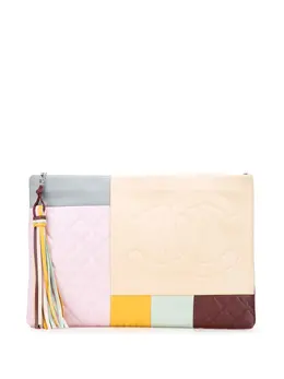 Chanel 2016-2017 Medium Lambskin Colorblock Patchwork O Case clutch bag 31975999