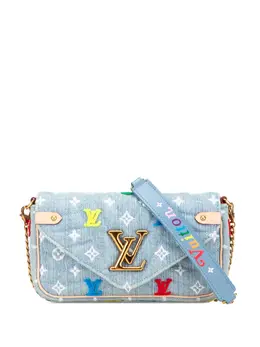 Louis Vuitton 2019 Embroidered Monogram Denim New Wave Chain Pochette crossbody bag 31988876