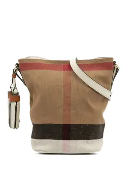 Burberry 2000-2017 Mini Mega Check Canvas Ashby Tassel bucket bag 31989994