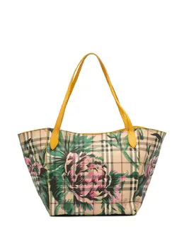 Burberry 2000-2017 Small Haymarket Check Floral Print Coated Canvas Canterbury tote bag 31987954