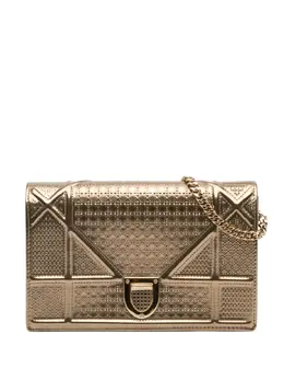 Christian Dior 2017 Metallic Patent Microcannage Diorama Wallet on Chain crossbody bag 31990538