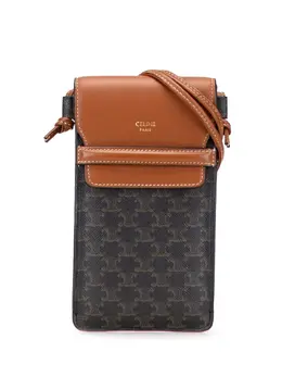 Celine 2022 Triomphe Coated Canvas Phone Pouch Flap crossbody bag 31986785