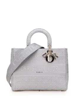 Christian Dior 2020 Large Canvas Embroidered Cannage Lady D Lite satchel 31987898