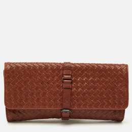 Bottega Veneta Brown Intrecciato Leather Strap Clutch 1204963