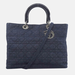 Christian Dior Lady Cannage Tote Handbag Denim 1210205