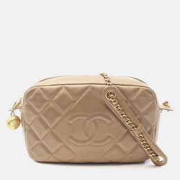 Chanel Matelasse Camera Bag Shoulder In Lambskin Leather Gold 1210197