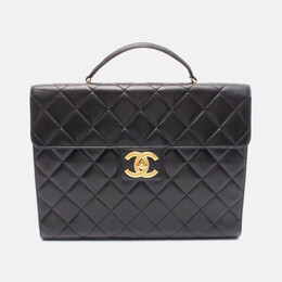 Chanel Matelasse Briefcase Bag In Lambskin Leather Black 1210196