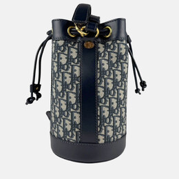 Christian Dior Shoulder Bag Canvas Leather Navy 1210180