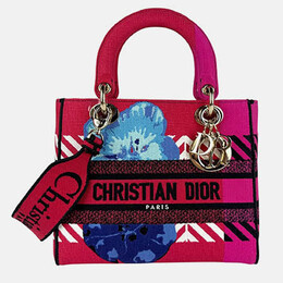 Christian Dior Lady Delight Canvas Handbag Shoulder Bag In Red And Pink 1210175