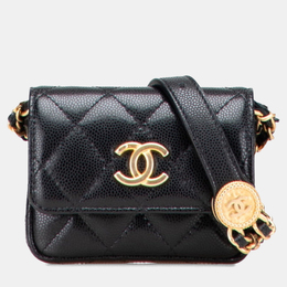 Chanel Mini Matelasse Coco Mark In Black Caviar Skin Waist Bag 1210159