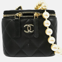 Chanel Black Lambskin Artificial Pearl Vanity Shoulder Bag 1209916