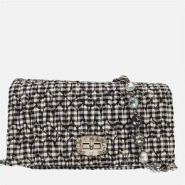 Miu Miu Black White Matelasse Bijou Chain Shoulder Bag 1209865